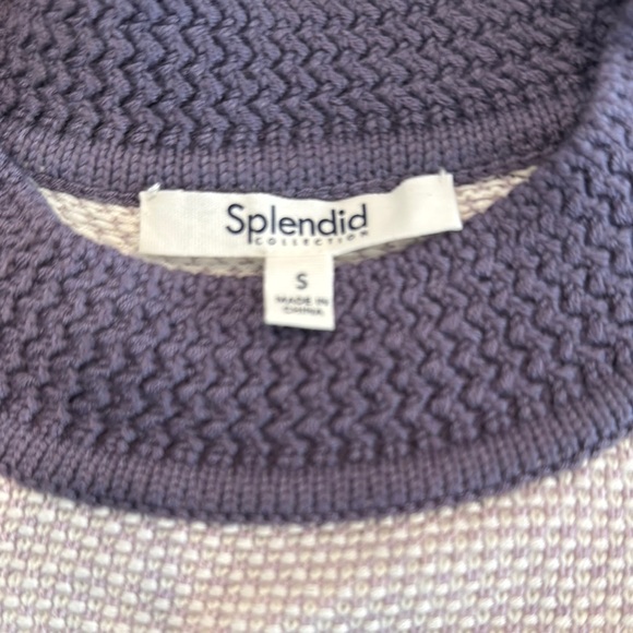 Splendid S Cashmere Blend Purple Lavender Striped Crewneck Sweater - Picture 2 of 2